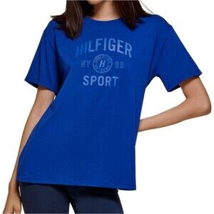 Tommy Hilfiger Sport Women's Active Varsity Graphic Boyfriend T-Shirt Medium blu